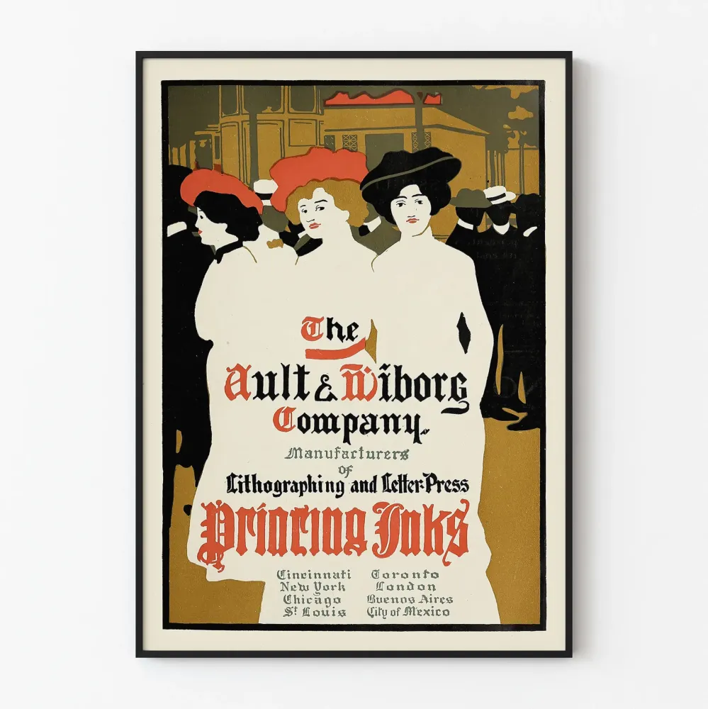 Vintagejuliste Ault & Wiborg Company - Typografinen seinäkoristelu