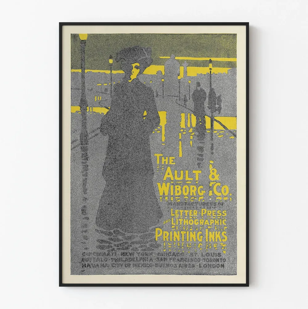 Vintagejuliste Ault & Wiborg - litografiakäyttöinen muste
