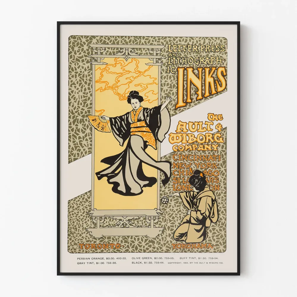 Vintagejuliste Ault & Wiborg – Litografian ja typografian mustesivellys