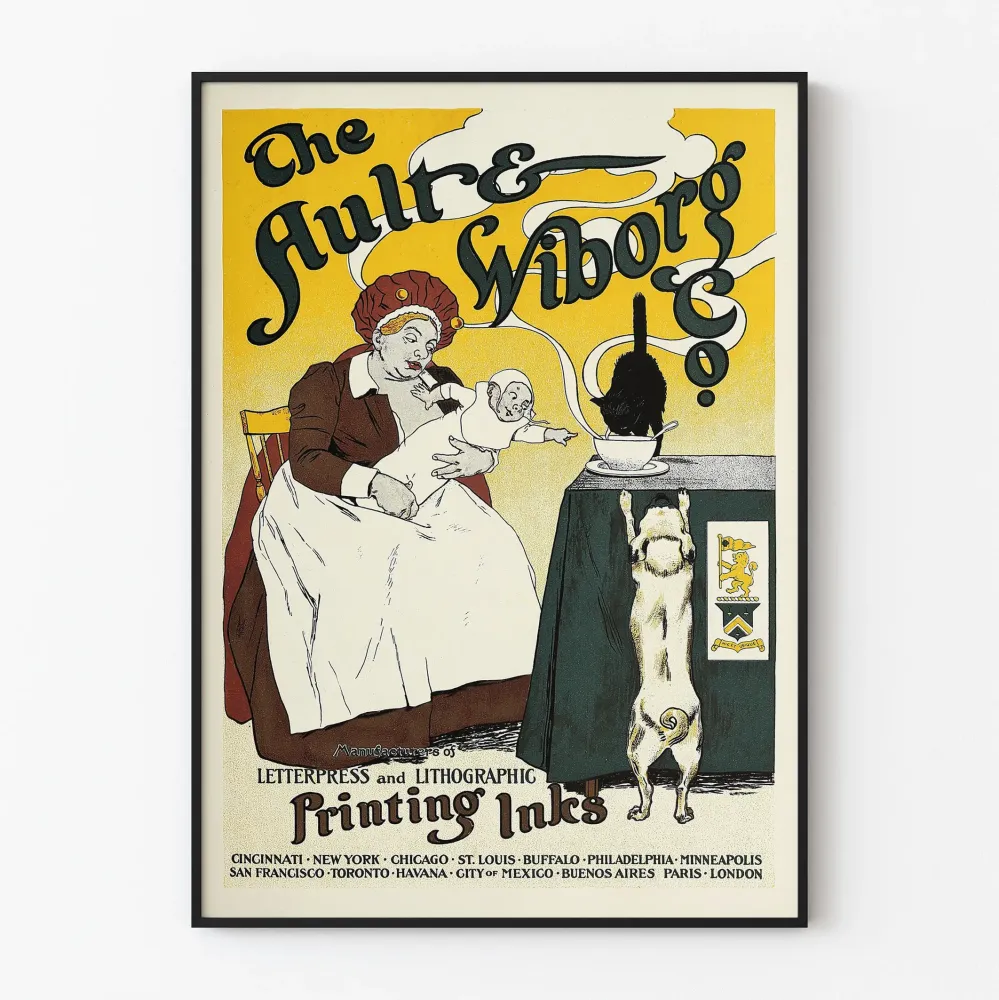 Vintagejuliste Ault & Wiborg - litografian ja typografian painoväri