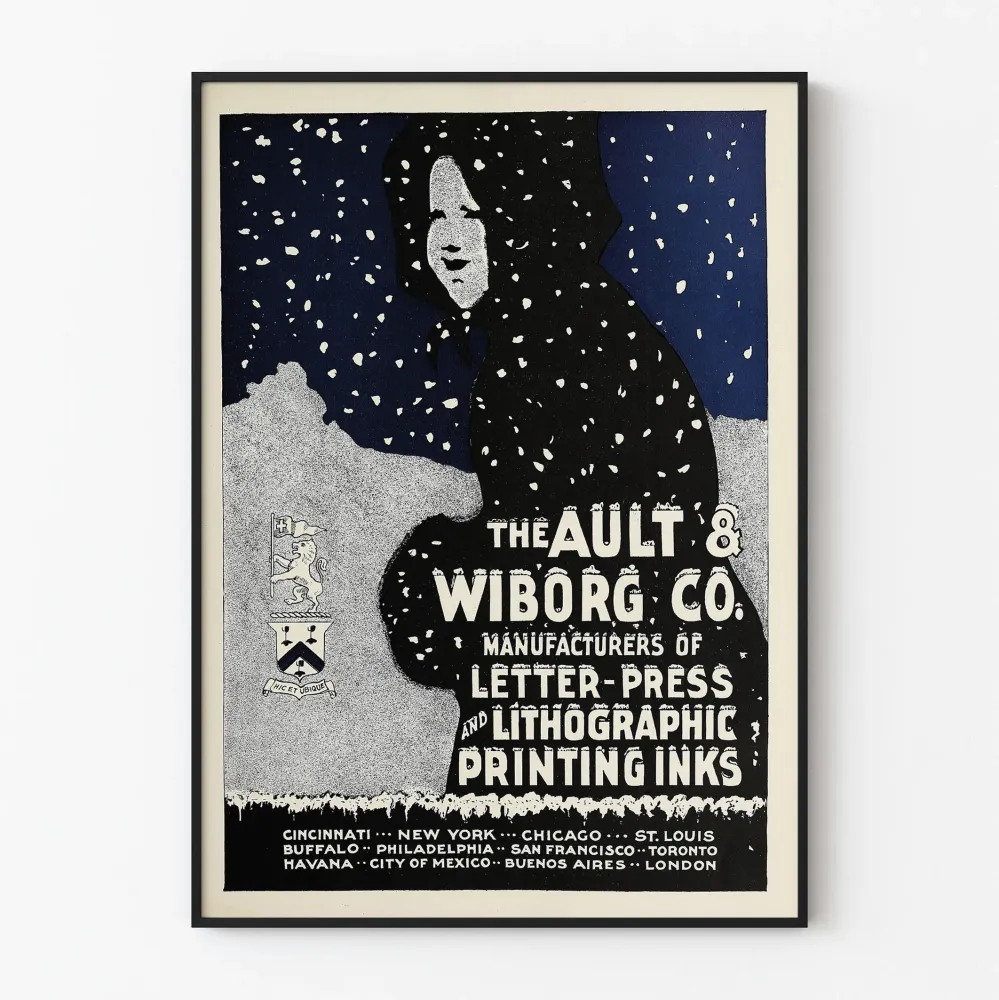 Vintagejuliste Ault & Wiborg talvella seinäkoriste
