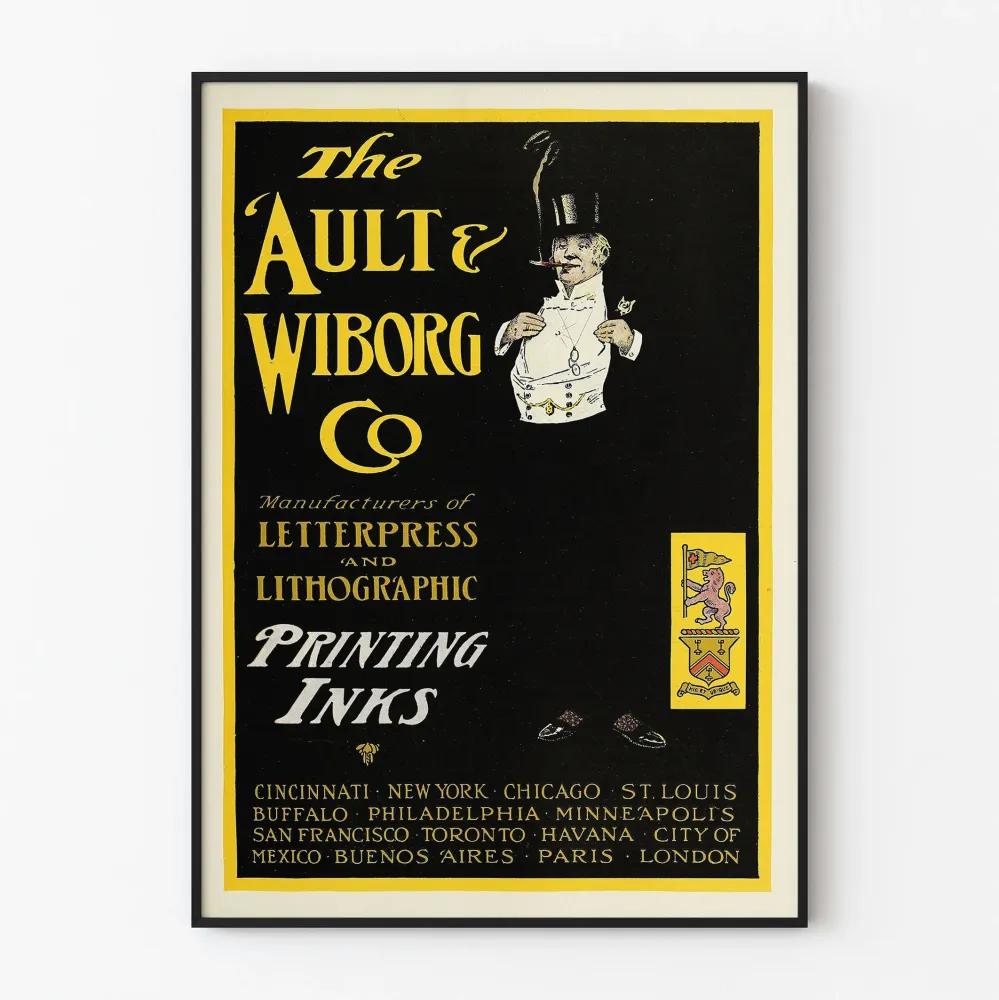 Vintagejuliste Ault & Wiborg Co. - Typografiset ja litografiset painovärit