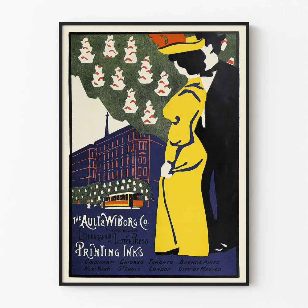Vintagejuliste Ault & Wiborg värilithografiana