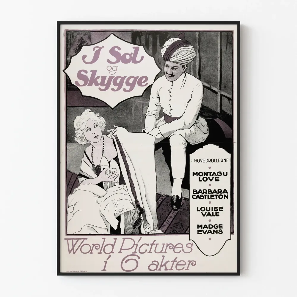 Vintagejuliste I Aurinko ja Varjo - Elokuvateollisuuden seinäkoristelu retro