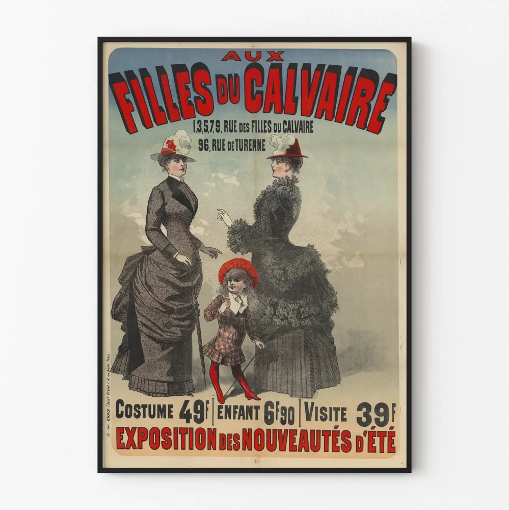 Vintagejuliste Aux Filles du Calvaire - Nais- ja lastenmuoti 1800-luvulta