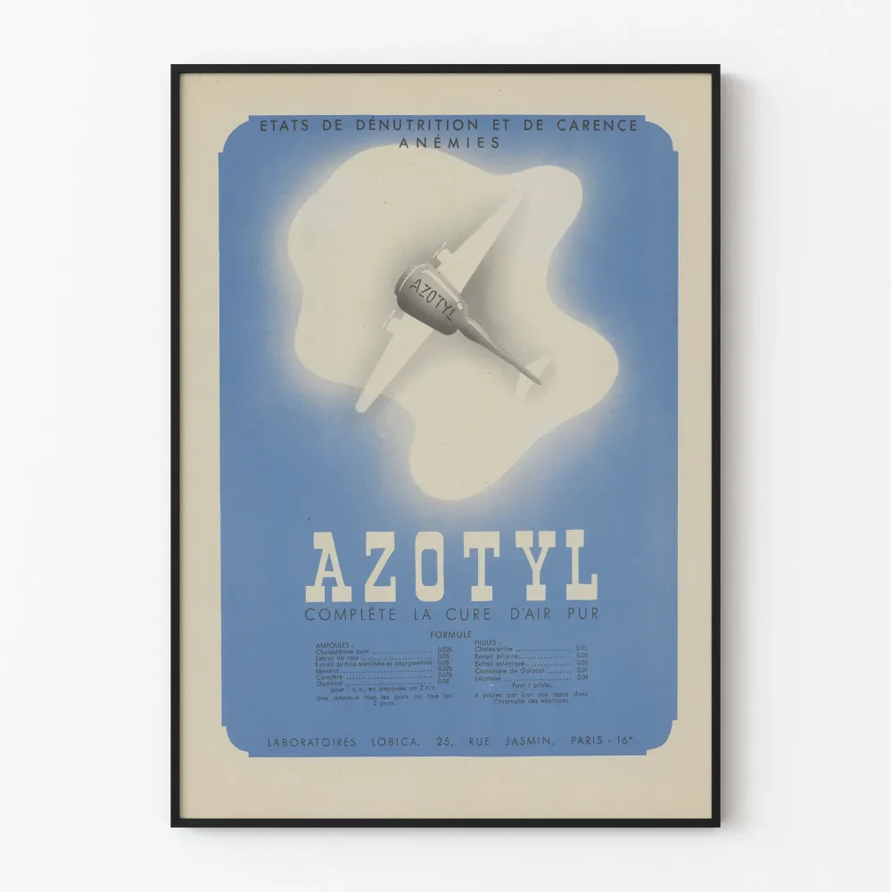 Vintagejuliste Azotyl - Retro lääketieteellinen seinäkoristelu