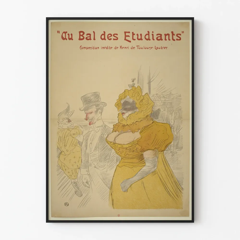 Vintagejuliste 'Au Bal des Étudiants' Henri de Toulouse-Lautrecilta