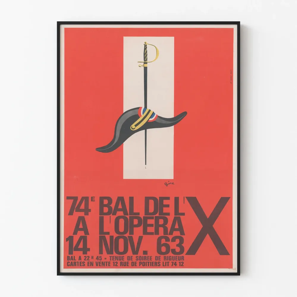 Vintagejuliste 74. Bal de l'X oopperassa 1963