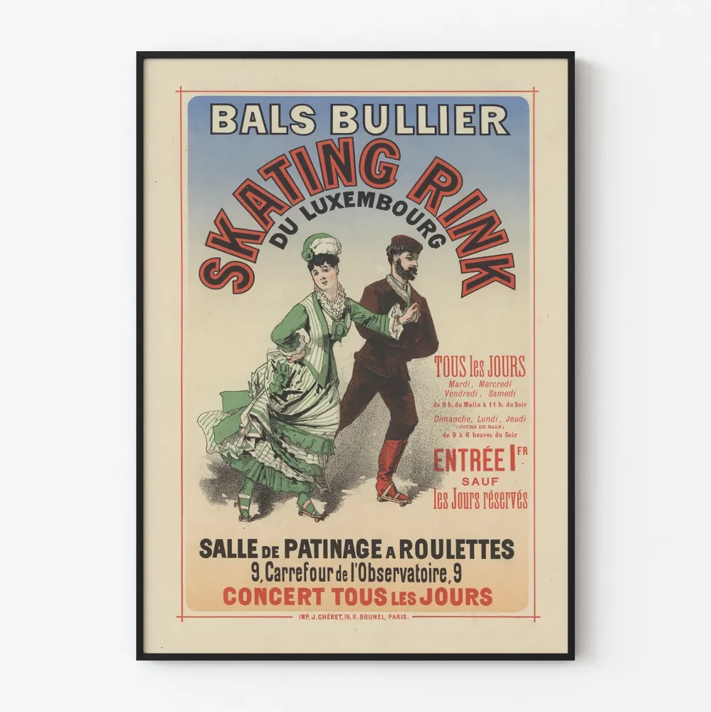 Vintagejuliste Bals Bullier luistelurata Luxemburgissa