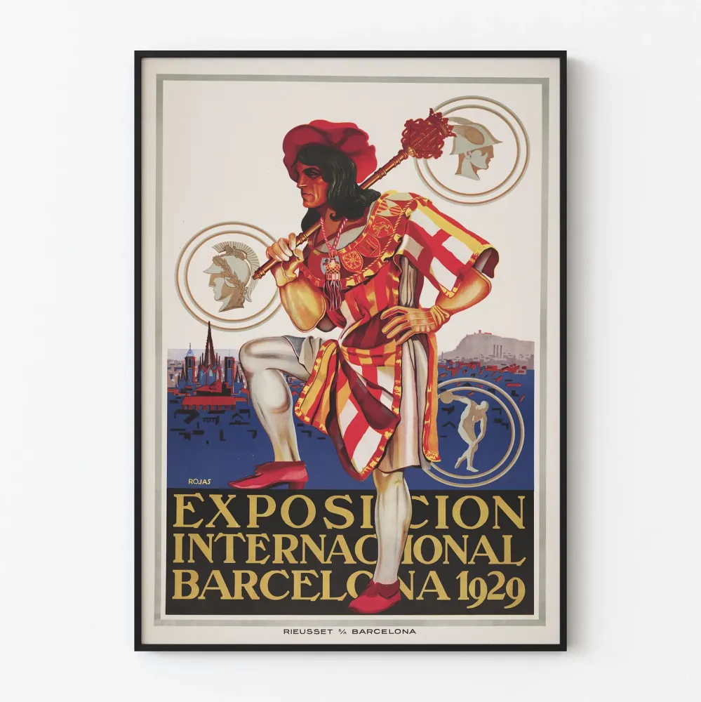 Vintagejuliste Barcelonan kansainvälisestä näyttelystä 1929