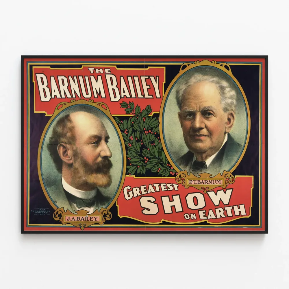 Vintagejuliste Barnum Bailey Maailman suurin show