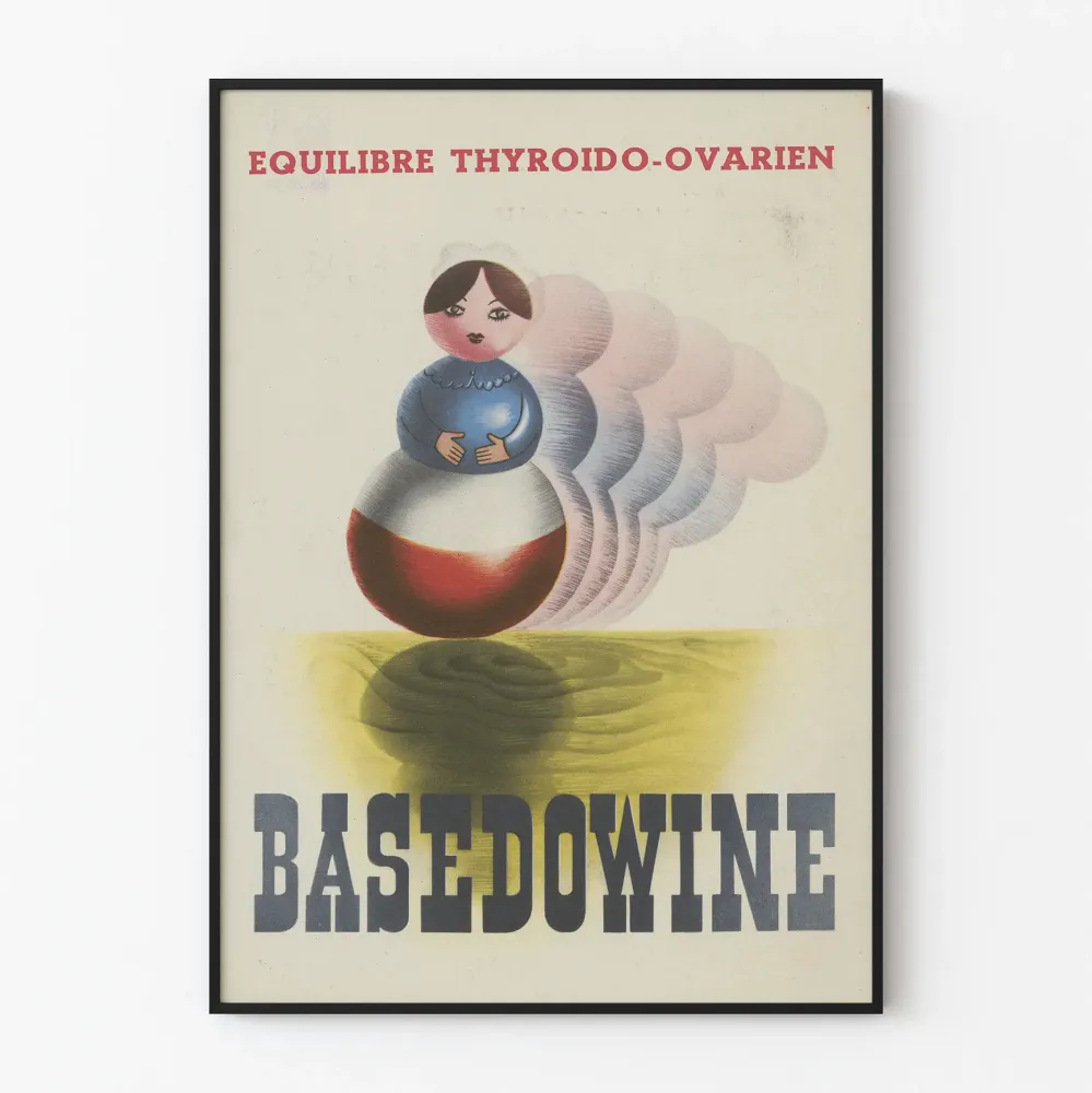 Vintagejuliste Basedowine kilpirauhasen- ja munasarjatasapainosta