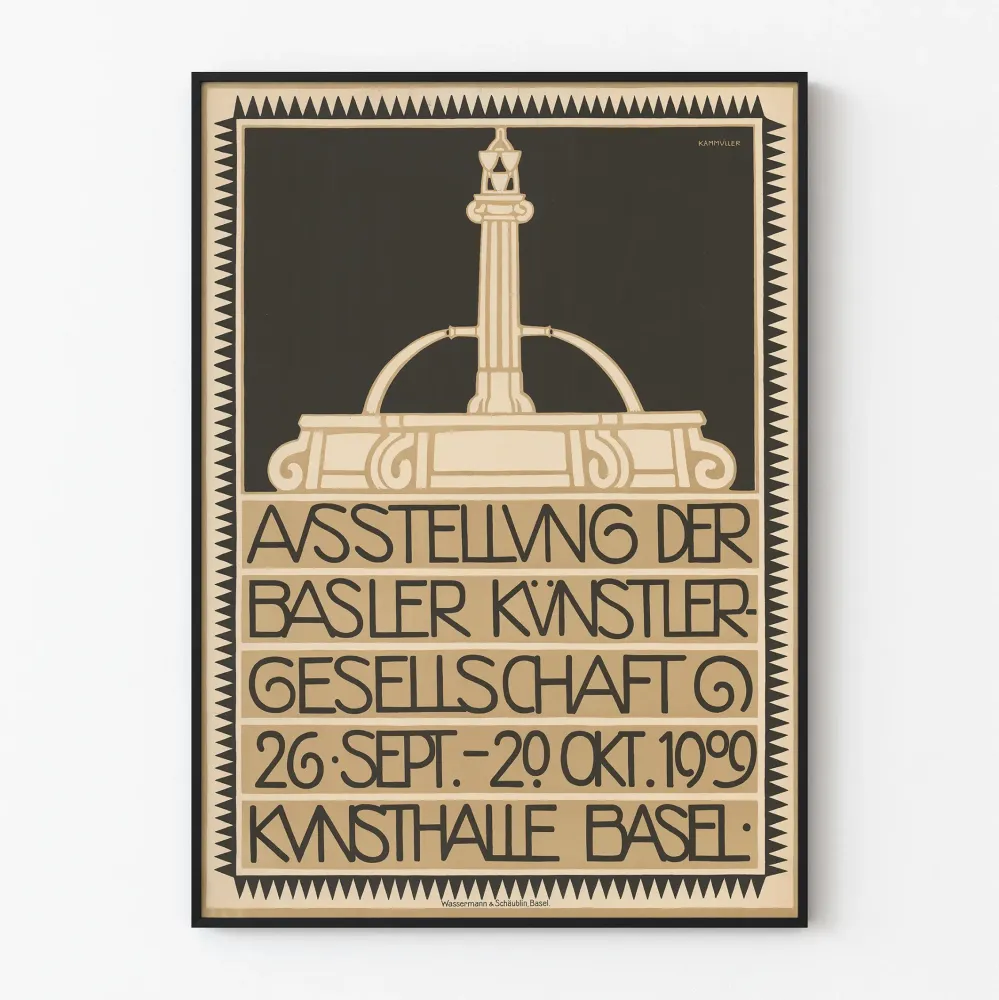 Vintagejuliste Baselilaisen Taiteilijaseuran taidenäyttely Baselissa 1909