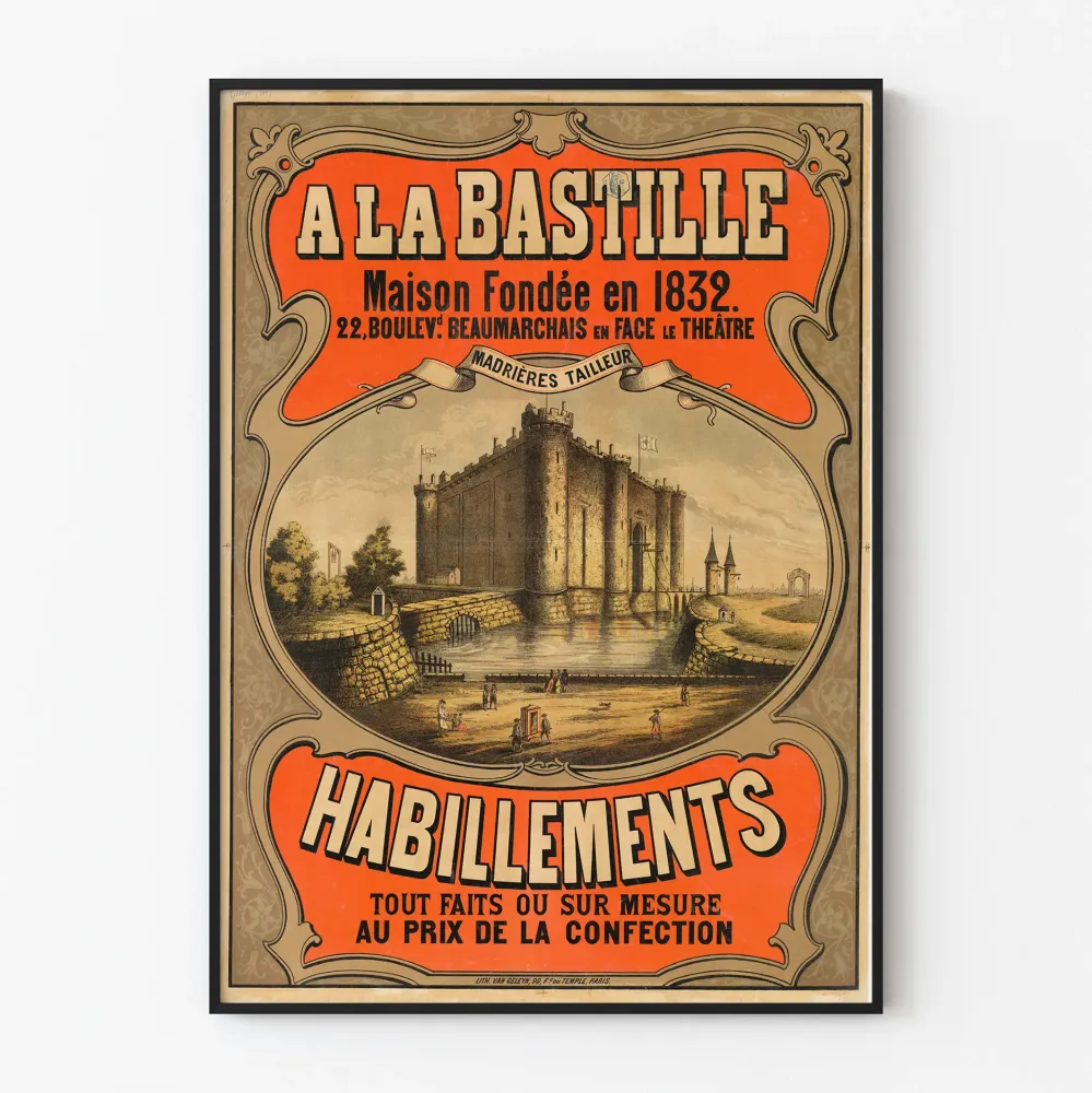 Vintagejuliste La Bastille - Retro Pariisilainen Seinäsisustus