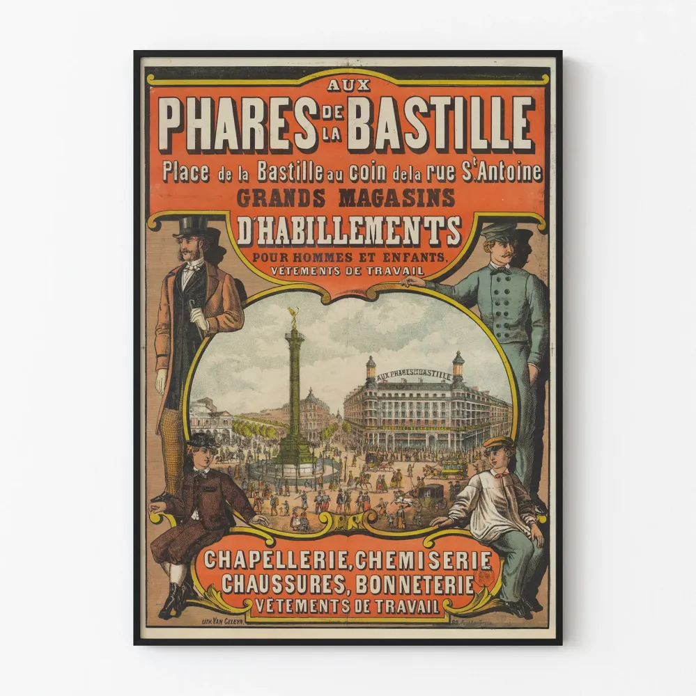 Vintagejuliste Bastillen majakoista - Pariisin seinäkoriste
