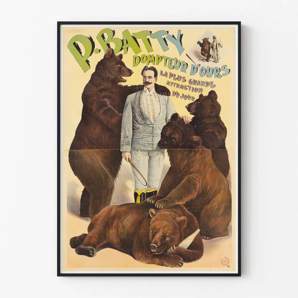 Vintagejuliste P. Batty Karhujen kiertäjä Seinän koristelu