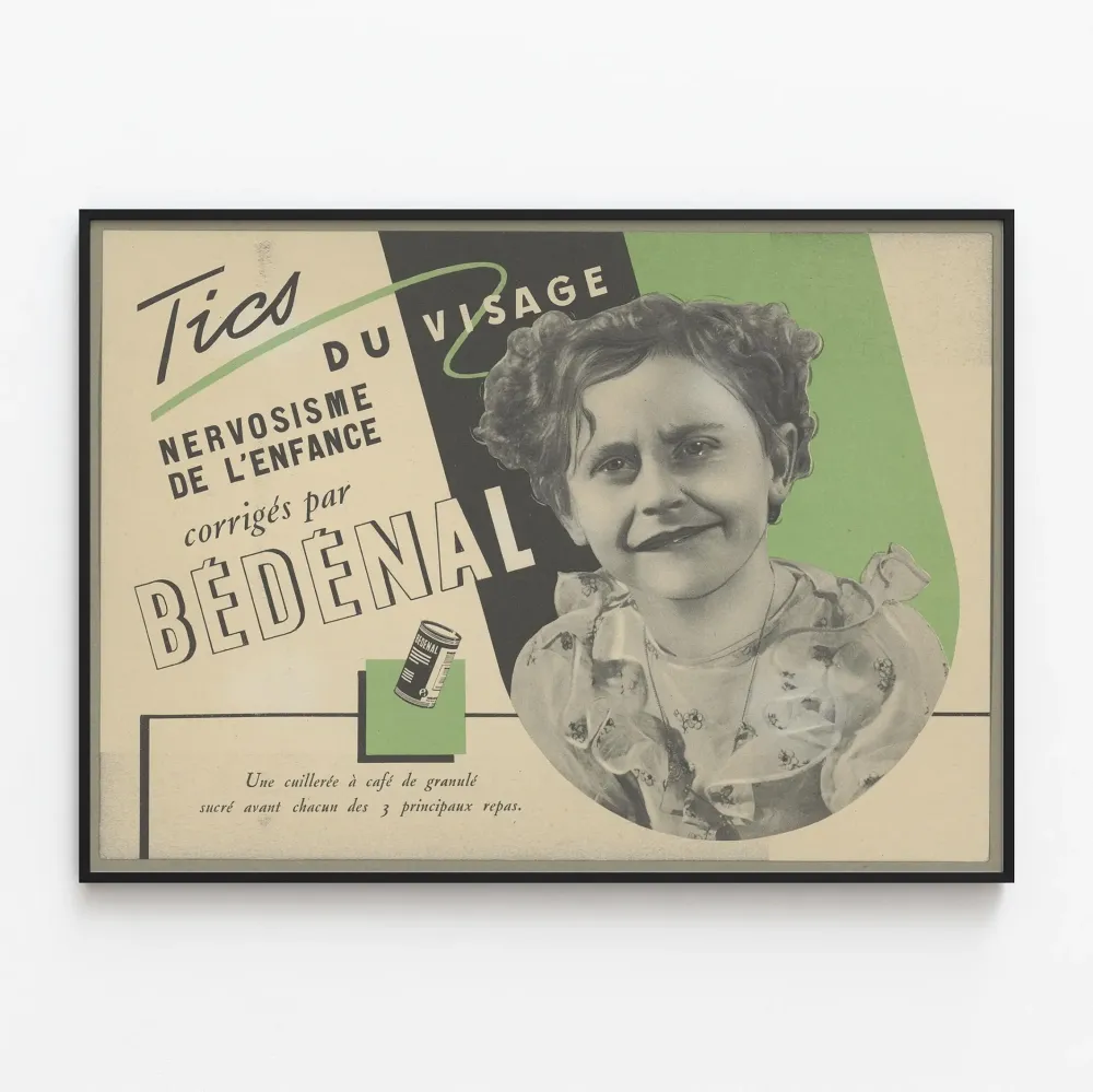 Vintagejuliste Bédenal - Kasvojen nykäykset ja lapsuuden hermostuneisuus