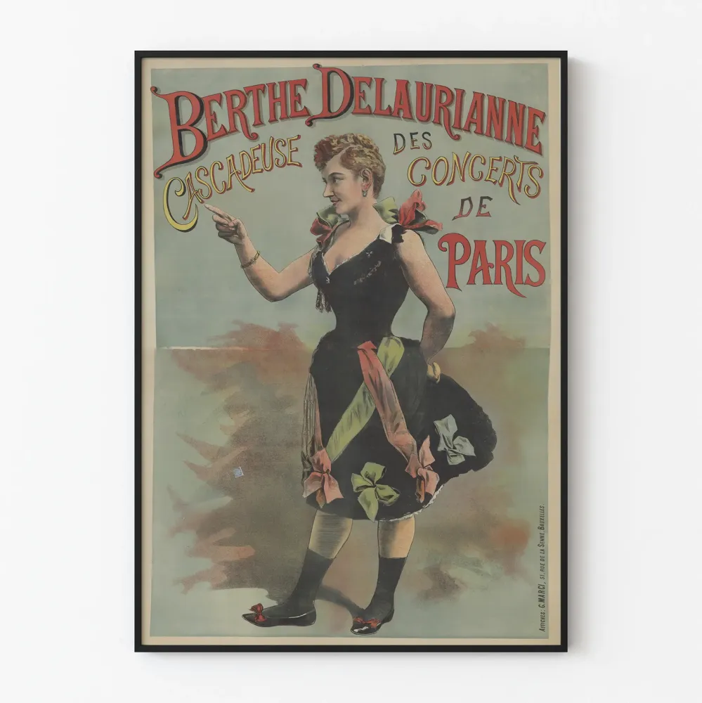 Vintagejuliste Berthe Delaurianne Parisin konserttien vesiputoukset