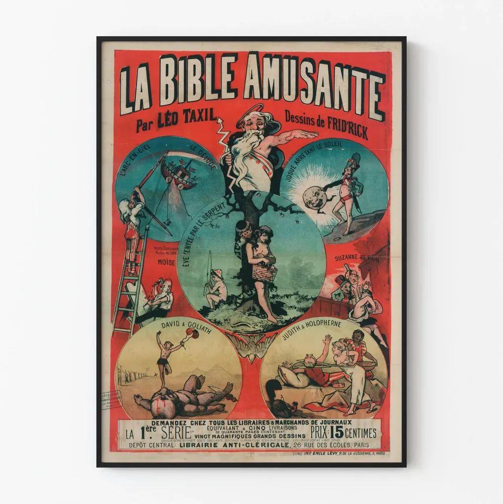Vintagejuliste La Bible Amusante de Léo Taxil - Retroseinustamateriaali