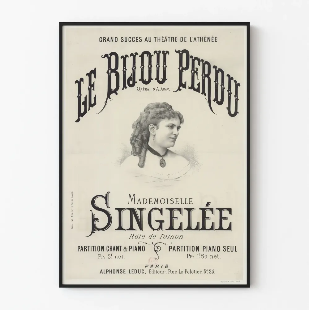Vintagejuliste Le Bijou Perdu - Ateenan ooppera . Adamin kanssa Mademoiselle Singelée