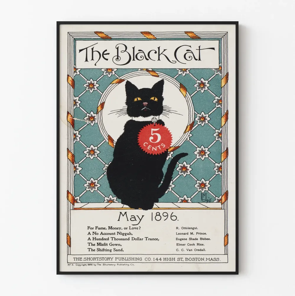 Vintagejuliste Black Cat, toukokuu 1896 - retroseinäkoristelu