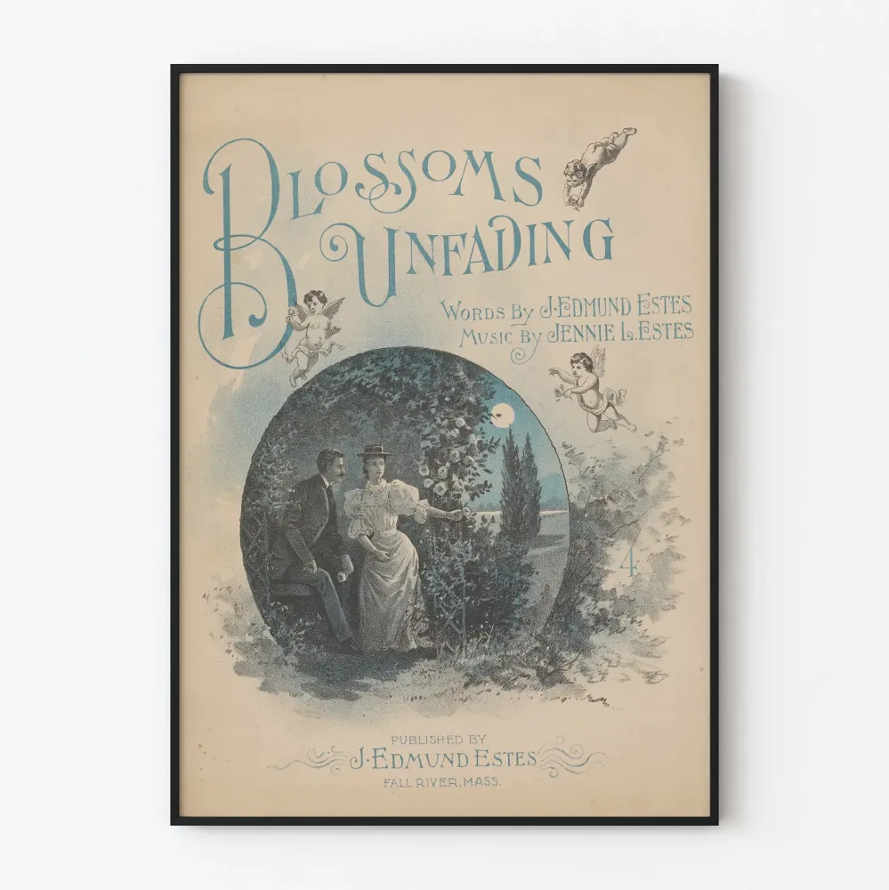 Vintagejuliste Blossoms Unfading romanttisella kuvalla