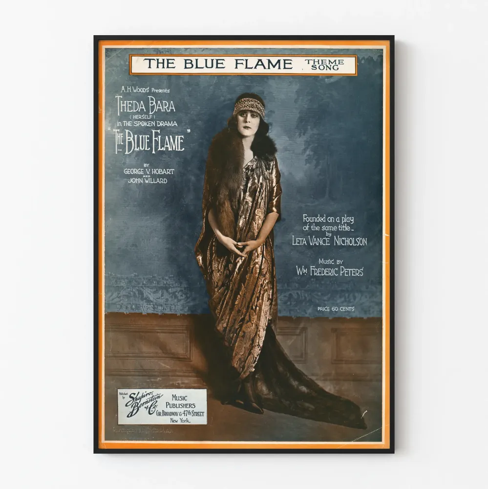 Vintagejuliste Blue Flame - Retroseinustakaluste