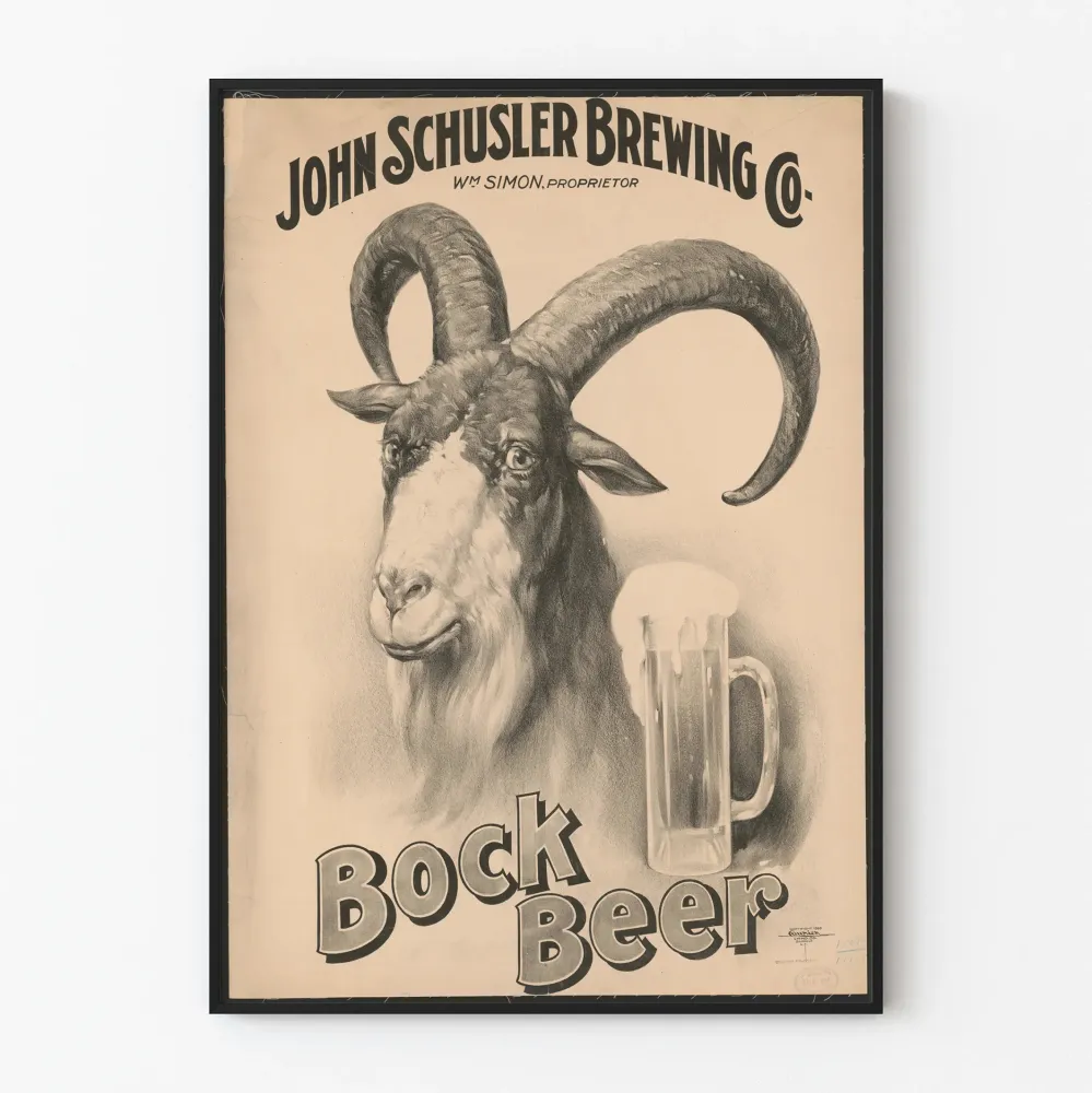 Vintagejuliste Bock Beer John Schusler Brewing Co
