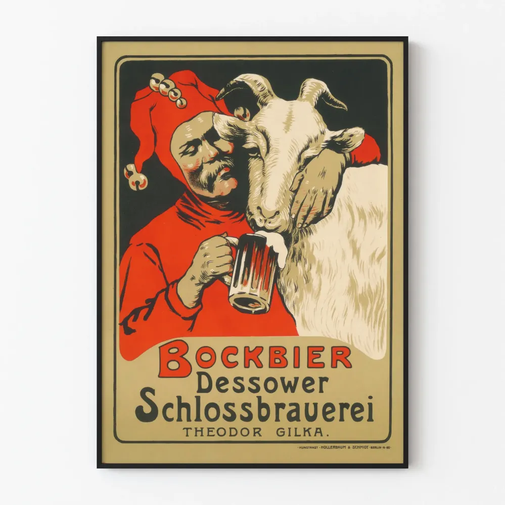 Vintagejuliste Bockbier Dessower Schlossbrauerei - Retroseinäyksityödekorointi