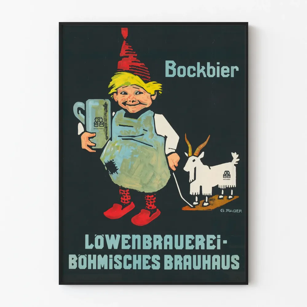 Vintagejuliste Bockbier Löwenbrauerei Bohmisches Brauhaus