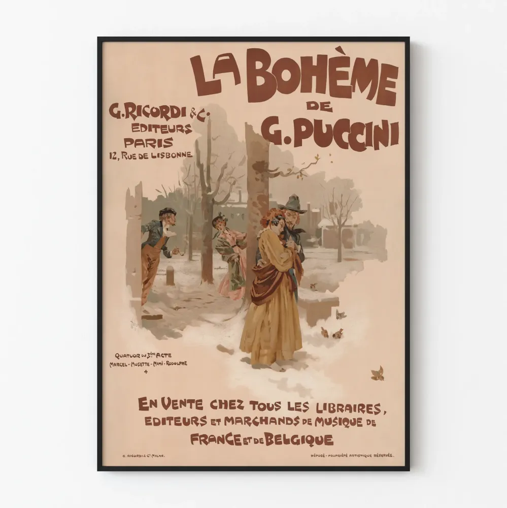 Vintagejuliste La Bohème G. Puccini seinäkoristukseen