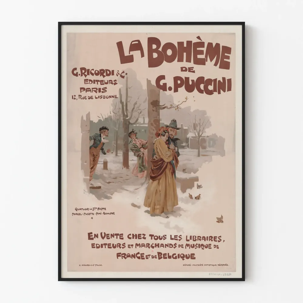 Vintagejuliste La Bohème G. Puccini teoksesta G. Ricordi Paris