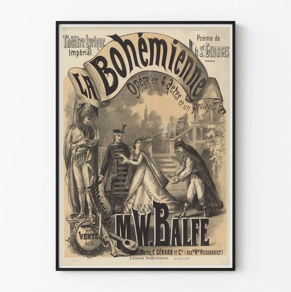 Vintagejuliste La Bohémienne teokselta M.W. Balfe