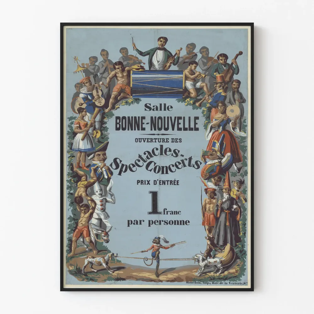 Vintagejuliste Bonne-Nouvelle-sali - Näytökset ja konsertit
