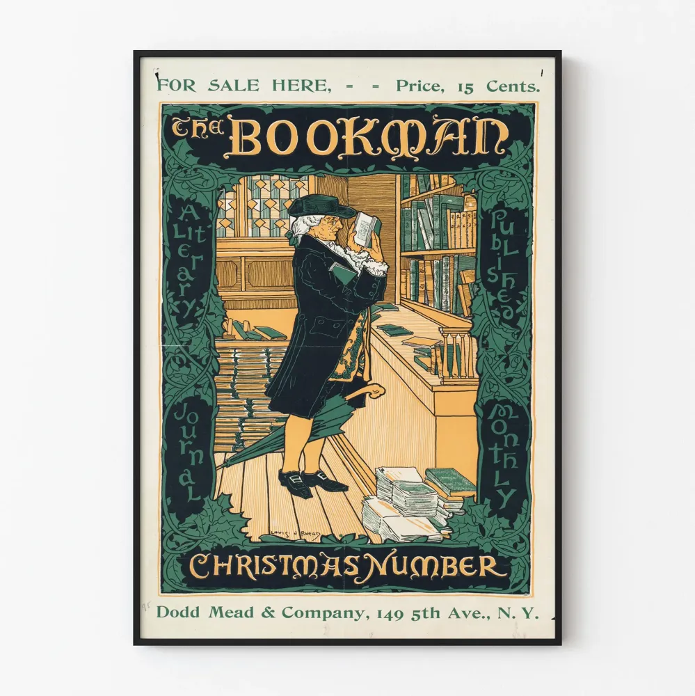 Vintagejuliste Bookman Christmas Number kirjalliseen seinäkoristukseen