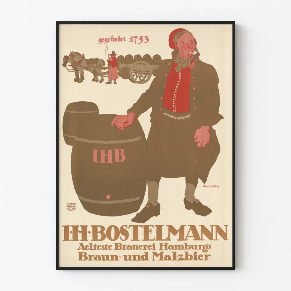 Vintagejuliste IH Bostelmann vanha olutravintola Hampuri