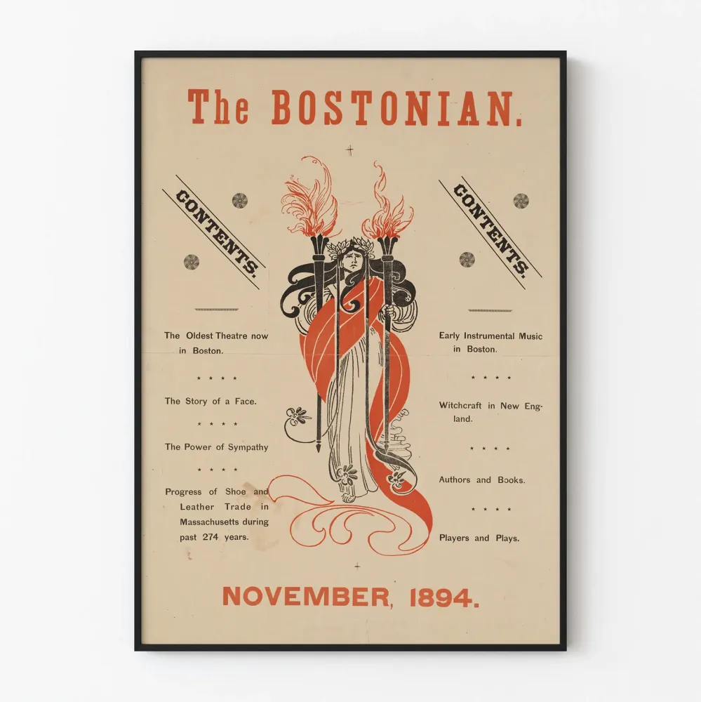 Vintagejuliste Bostonian marraskuu 1894 seinäkoristelu retro