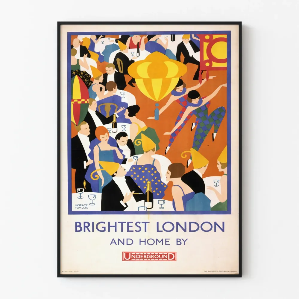 Vintagejuliste Brightest London Underground -seinäkoriste juhlava