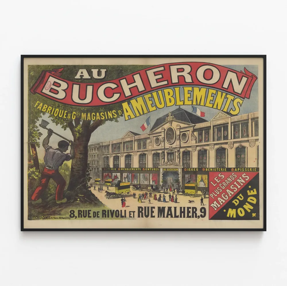 Vintagejuliste Au Bucheron - Suuri huonekalutehdas ja myymälät Pariisissa