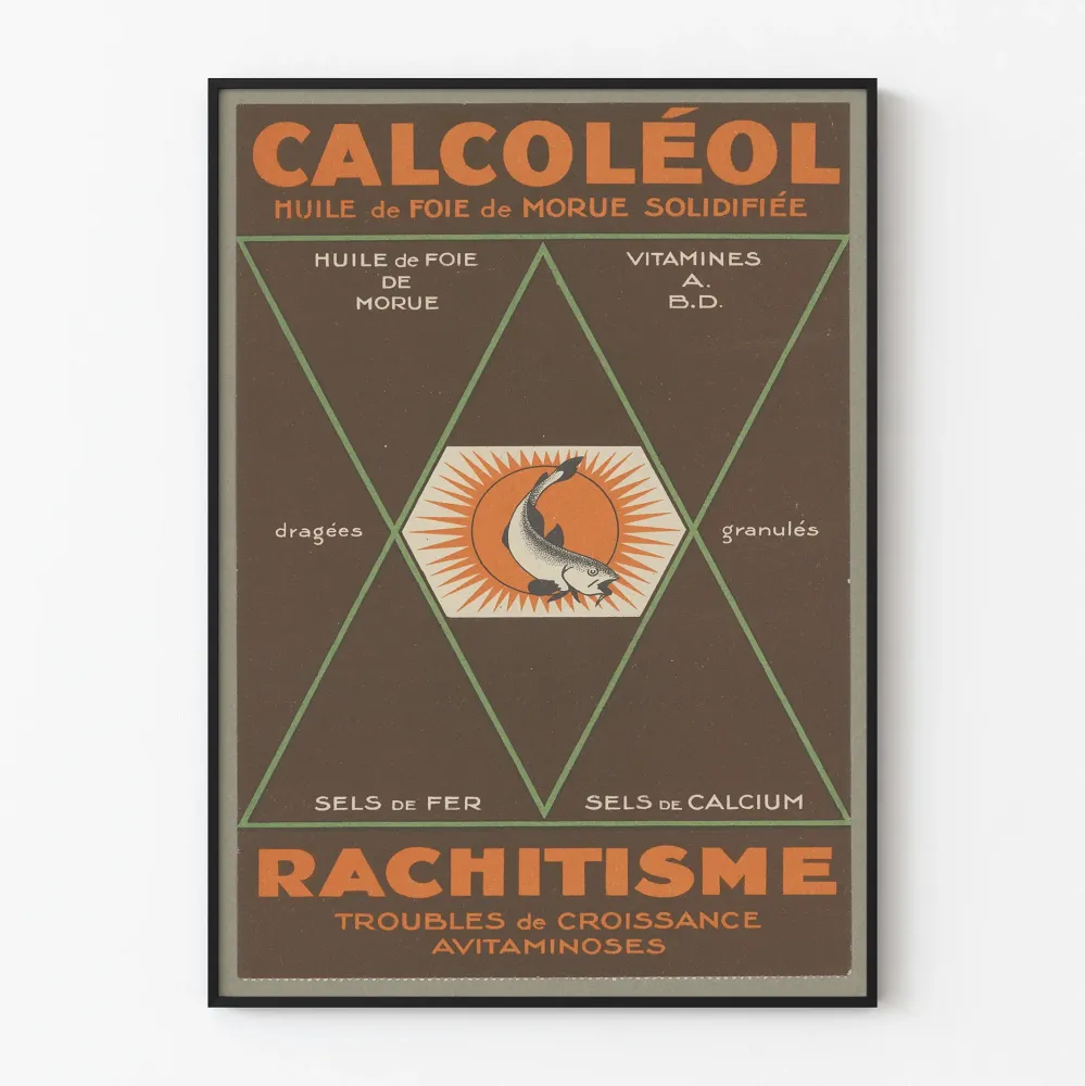 Vintagejuliste CALCOLÉOL - Kovetettu maksan öljy