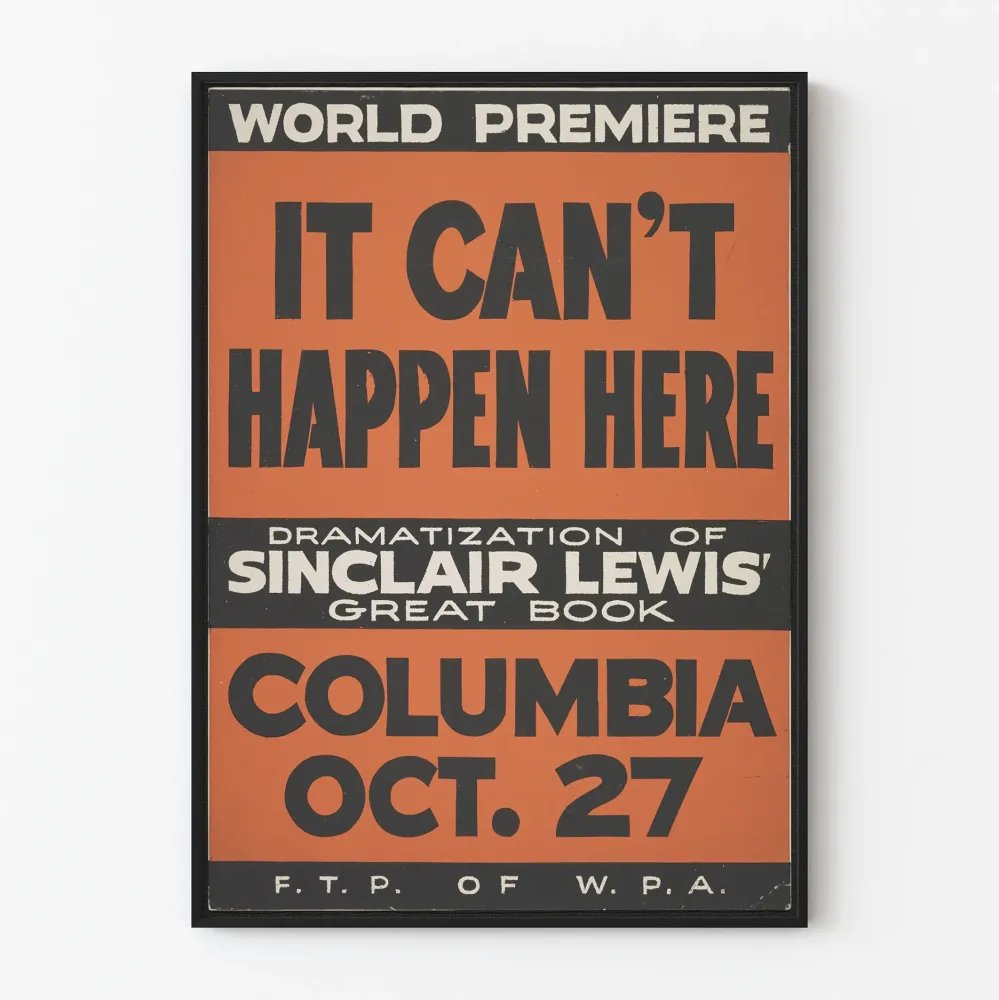 Vintagejuliste It Can't Happen Here - Maailman ensi-ilta