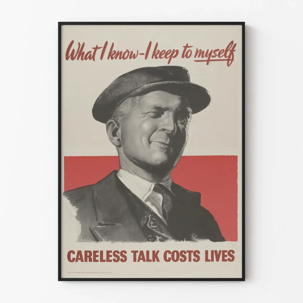 Vintagejuliste « Careless Talk Costs Lives » - Retro seinäkoristelu Artem Legrand