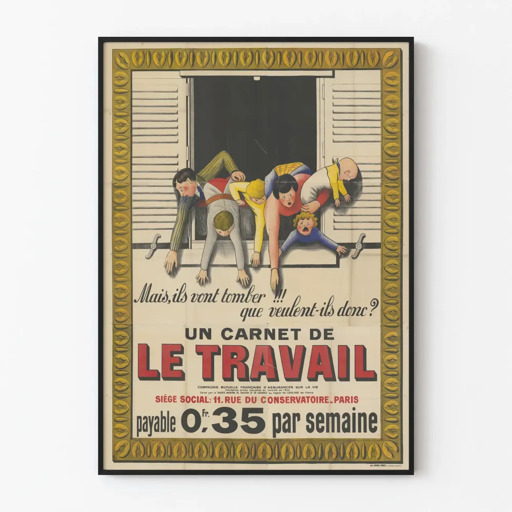 Vintagejuliste "Un Carnet de Travail" 30-luvun tyyliin
