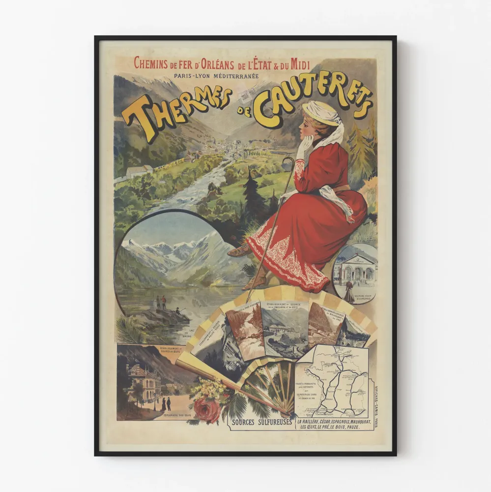 Vintagejuliste Cauteretsin kylpylöistä - Orléansin ja Midi'n rautatiet