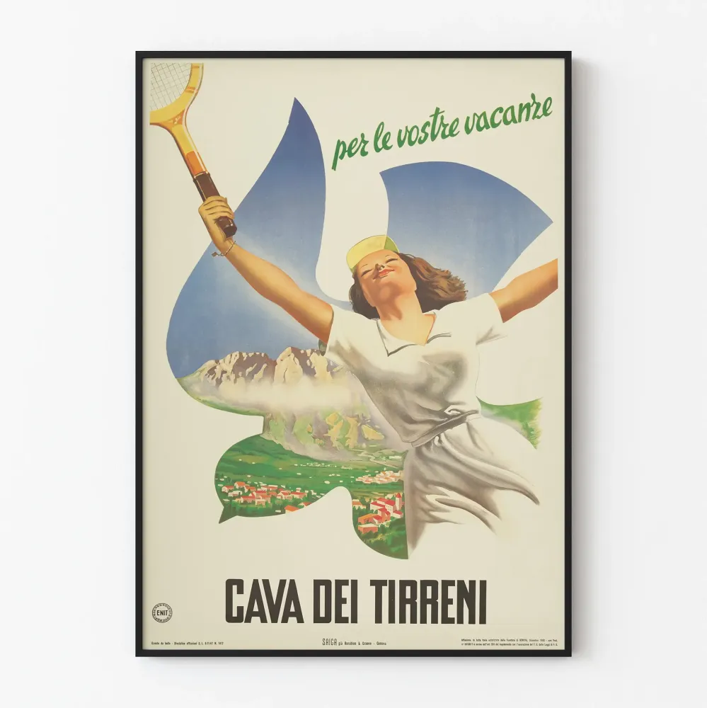 Vintagejuliste Cava dei Tirreni seinäkoristukseen