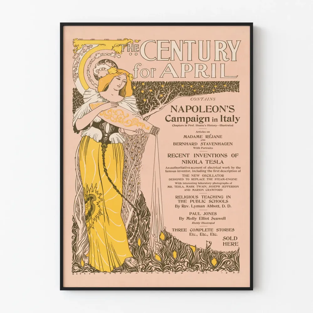 Vintagejuliste Century huhtikuulle - Retroseinäkollaustarvikkeet
