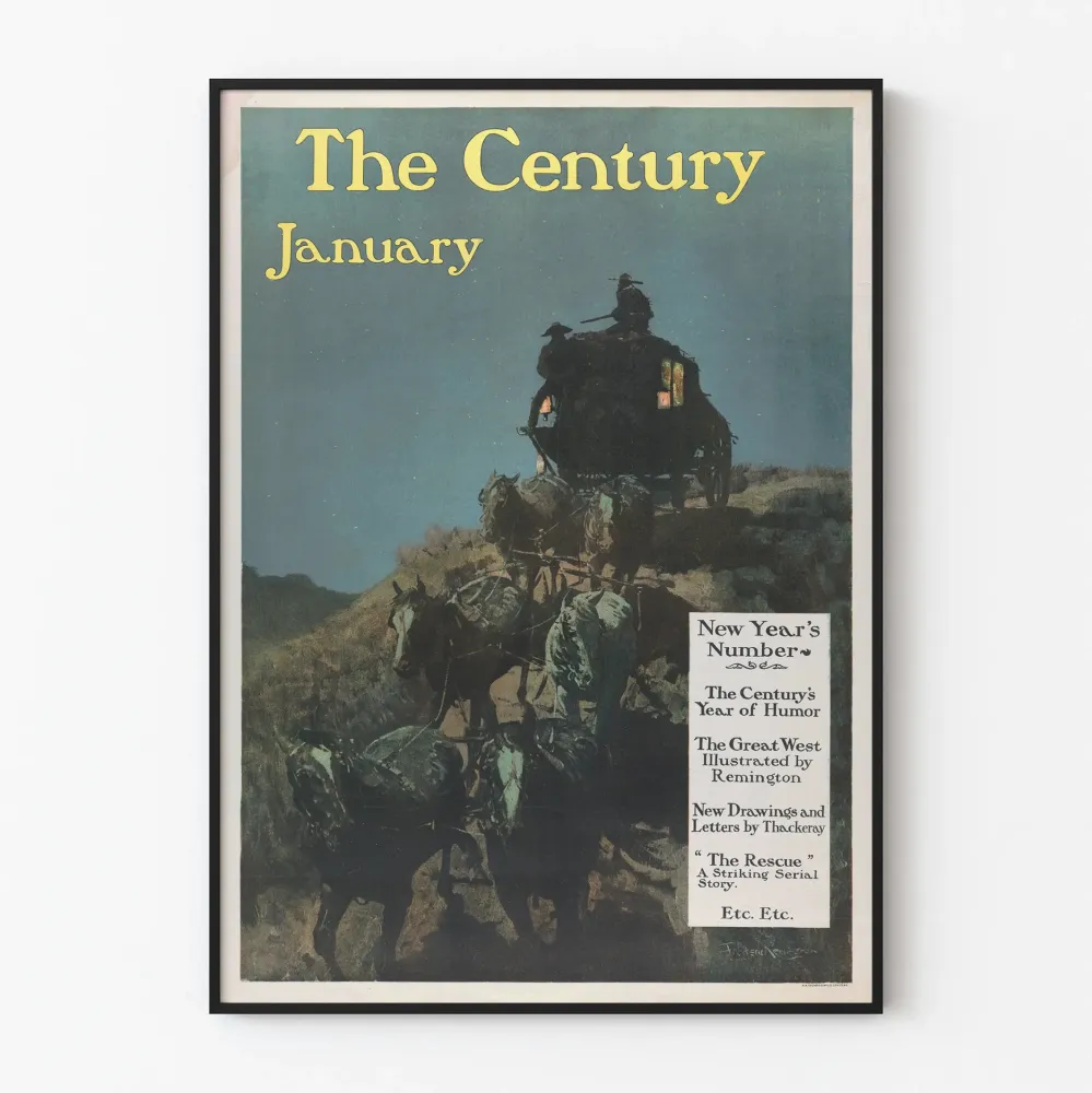 Vintagejuliste Century tammikuu - Ratsastus auringonlaskussa