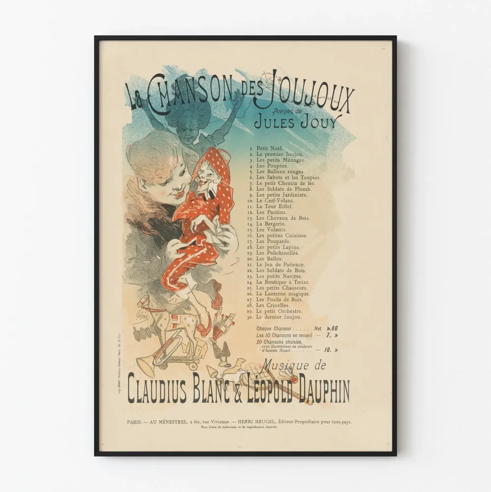 Vintagejuliste La Chanson des Joujoux - Kuvitettu runollinen seinäkoriste