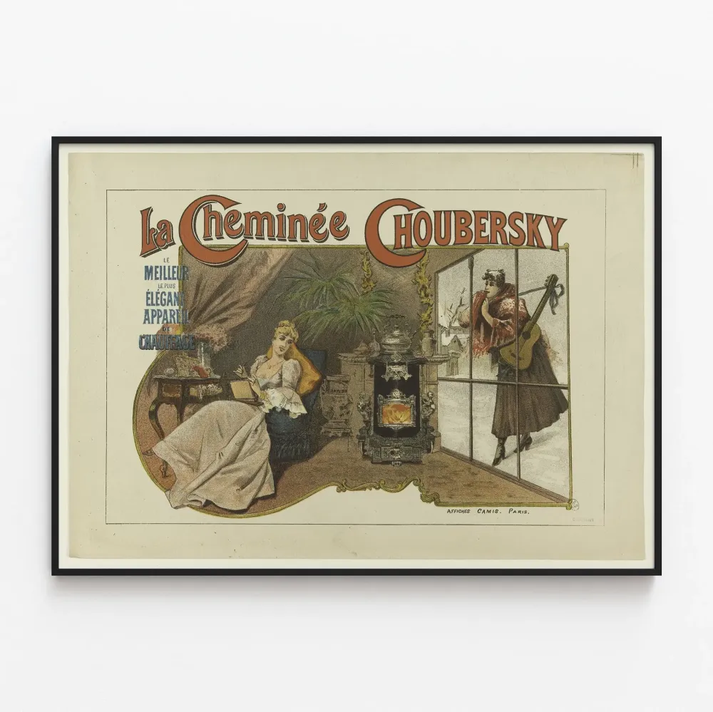Vintagejuliste La Cheminée Choubersky tyylikkääseen seinäkoristukseen