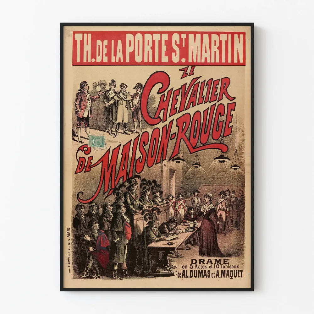 Vintagejuliste Le Chevalier de Maison-Rouge Théâtre de la Porte Saint-Martin